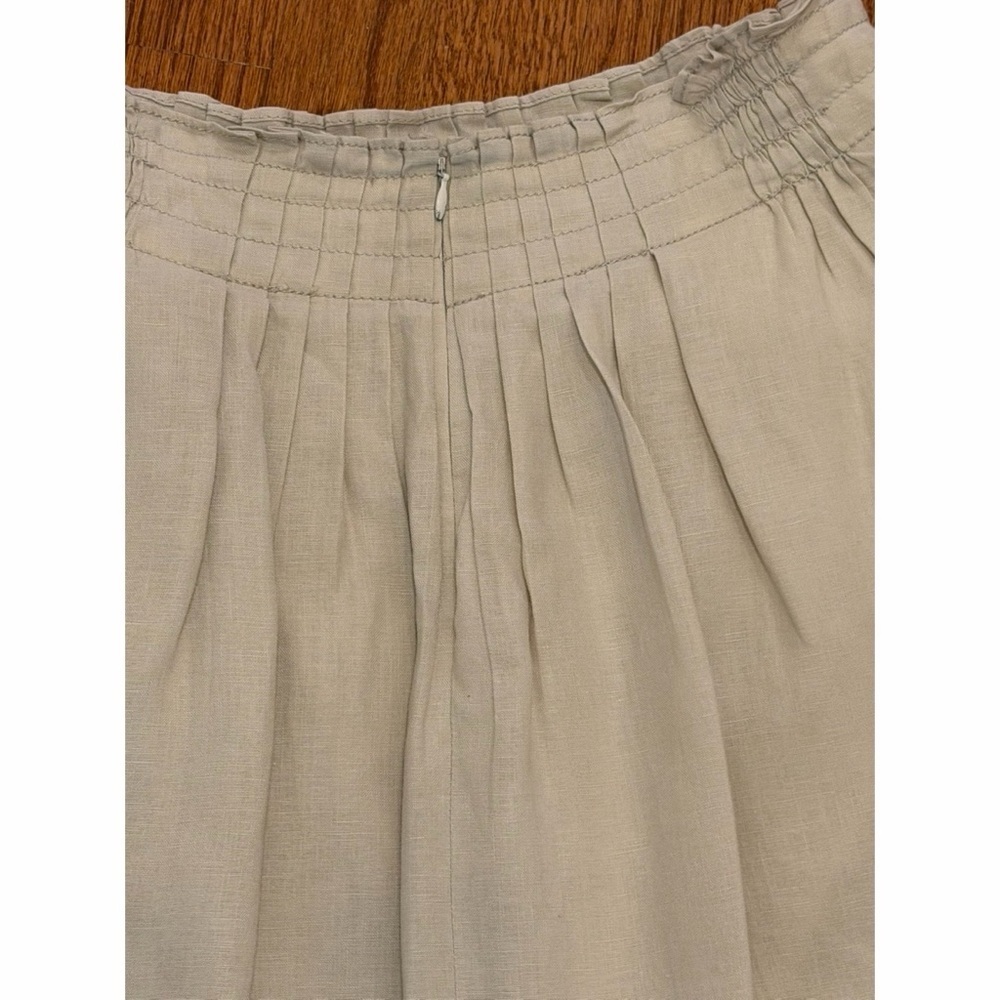 J. Crew Linen Mini Skirt A-Line Beige Tan Sz 2 Pleated Lined - Picture 13 of 14